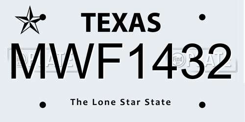 MWF1432 Texas License Plate