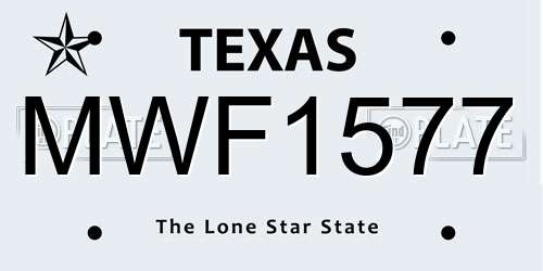 MWF1577 Texas License Plate