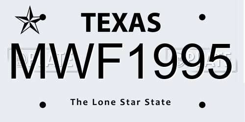 MWF1995 Texas License Plate
