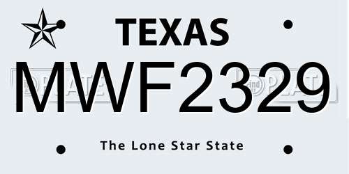 MWF2329 Texas License Plate