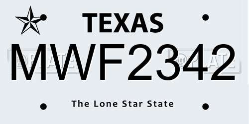 MWF2342 Texas License Plate