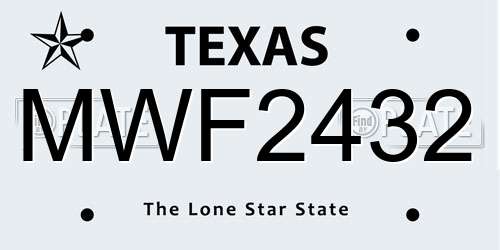 MWF2432 Texas License Plate