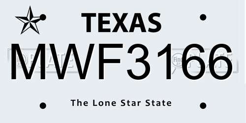 MWF3166 Texas License Plate