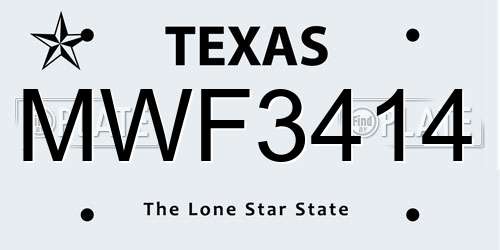 MWF3414 Texas License Plate
