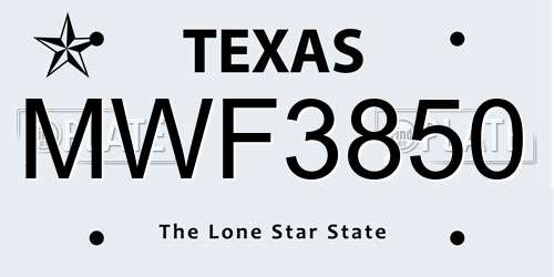 MWF3850 Texas License Plate