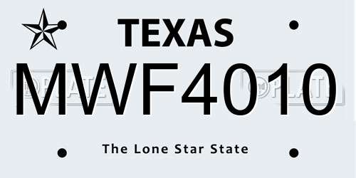 MWF4010 Texas License Plate