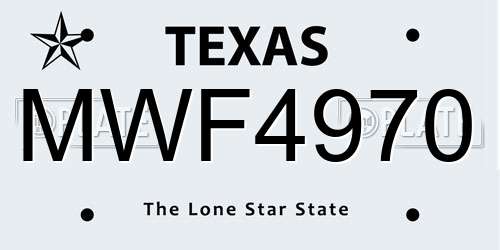 MWF4970 Texas License Plate