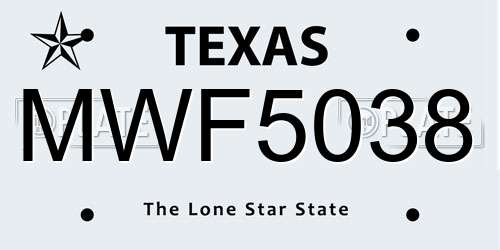 MWF5038 Texas License Plate