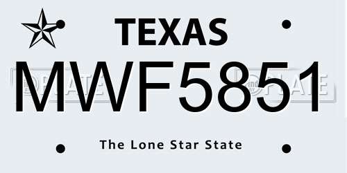 MWF5851 Texas License Plate
