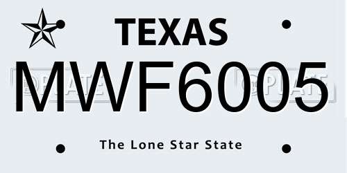 MWF6005 Texas License Plate