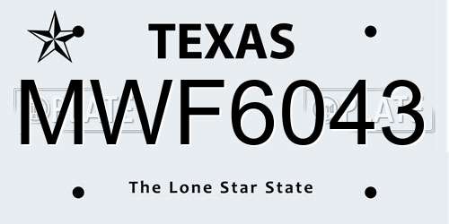 MWF6043 Texas License Plate