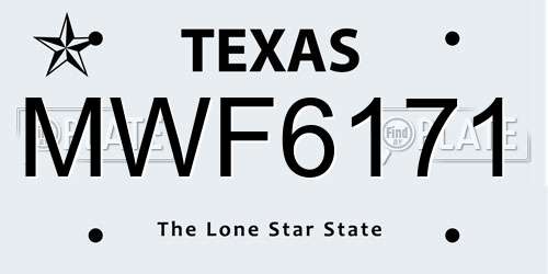 MWF6171 Texas License Plate