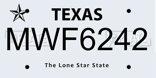 MWF6242 Texas License Plate