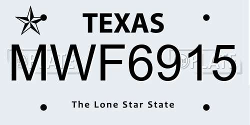 MWF6915 Texas License Plate