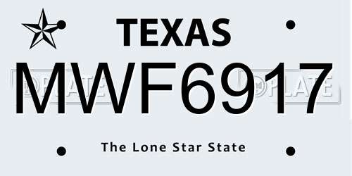MWF6917 Texas License Plate