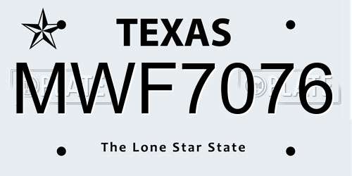 MWF7076 Texas License Plate