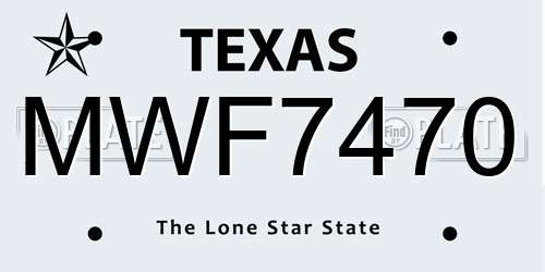 MWF7470 Texas License Plate