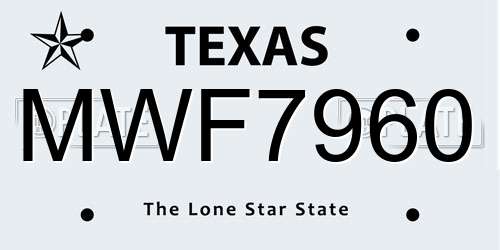 MWF7960 Texas License Plate