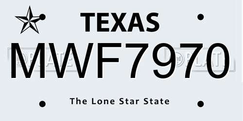 MWF7970 Texas License Plate