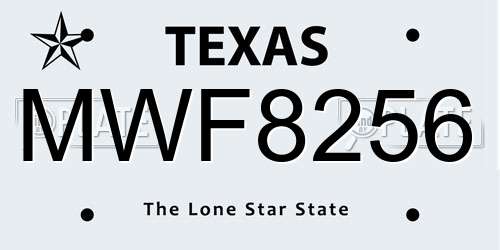 MWF8256 Texas License Plate