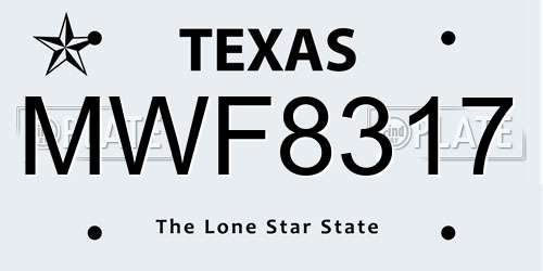 MWF8317 Texas License Plate