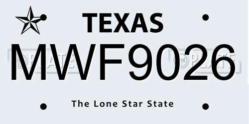 MWF9026 Texas License Plate