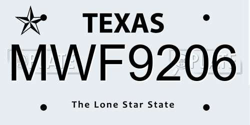 MWF9206 Texas License Plate