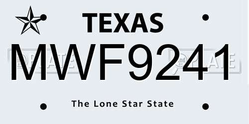 MWF9241 Texas License Plate