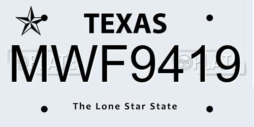 MWF9419 Texas License Plate