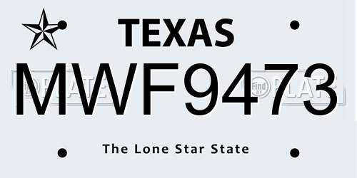 MWF9473 Texas License Plate