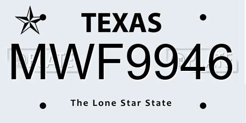 MWF9946 Texas License Plate