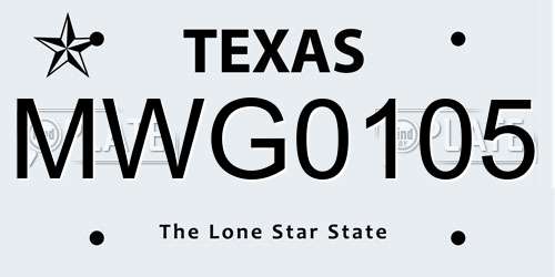 MWG0105 Texas License Plate