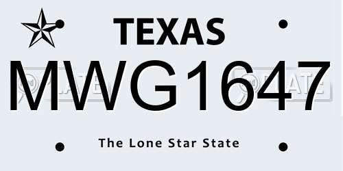 MWG1647 Texas License Plate