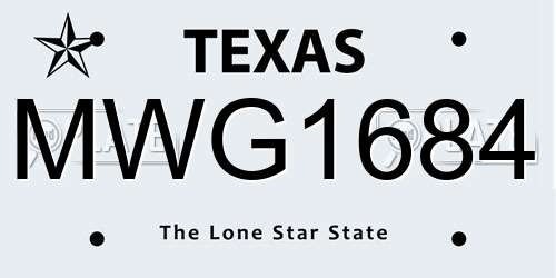 MWG1684 Texas License Plate