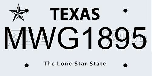 MWG1895 Texas License Plate