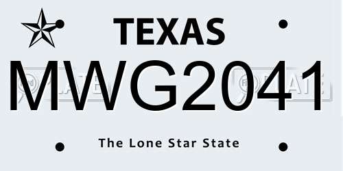MWG2041 Texas License Plate