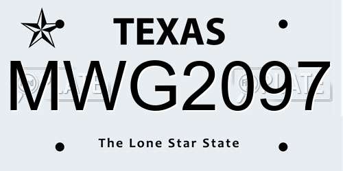 MWG2097 Texas License Plate