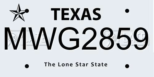 MWG2859 Texas License Plate