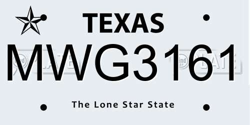 MWG3161 Texas License Plate