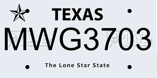 MWG3703 Texas License Plate