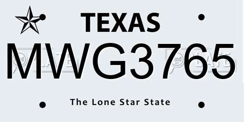 MWG3765 Texas License Plate