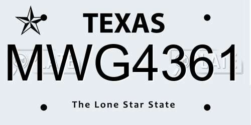 MWG4361 Texas License Plate