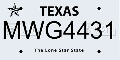 MWG4431 Texas License Plate