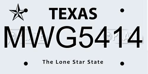 MWG5414 Texas License Plate