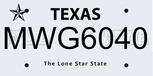 MWG6040 Texas License Plate