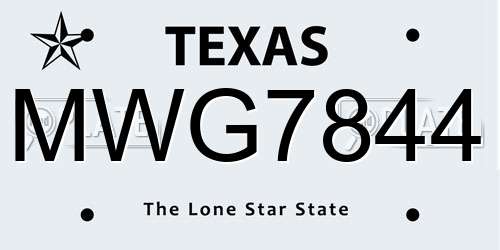 MWG7844 Texas License Plate
