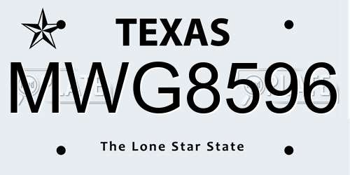 MWG8596 Texas License Plate