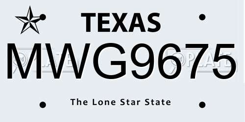 MWG9675 Texas License Plate