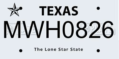 MWH0826 Texas License Plate