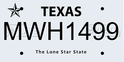 MWH1499 Texas License Plate
